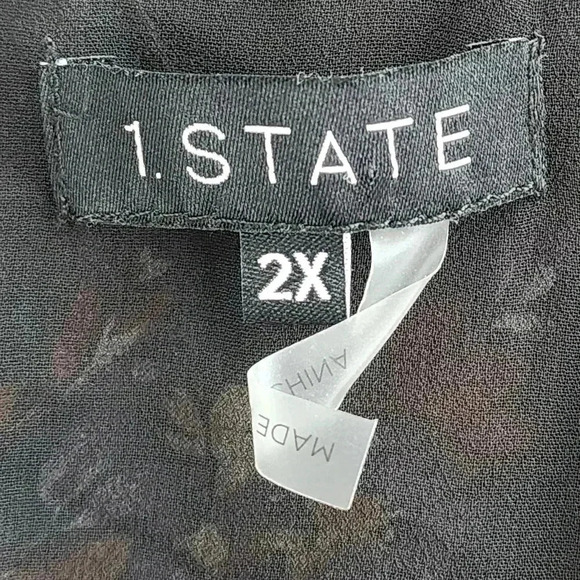 1. State V neck Long sleeve Floral Chiffon Blouse 2X - Picture 7 of 9